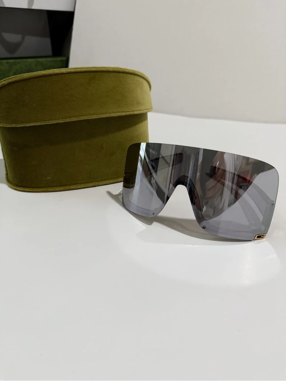 Gucci Shield Sunglasses- Silver